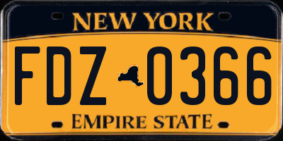 NY license plate FDZ0366