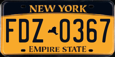 NY license plate FDZ0367