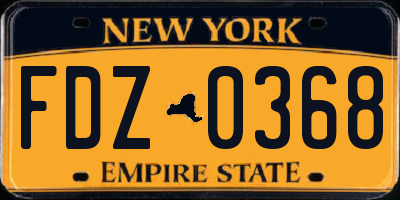 NY license plate FDZ0368