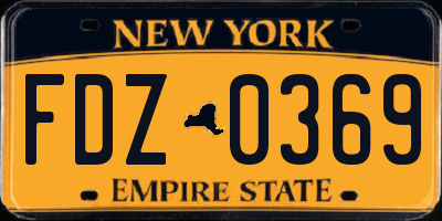 NY license plate FDZ0369