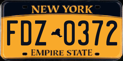 NY license plate FDZ0372