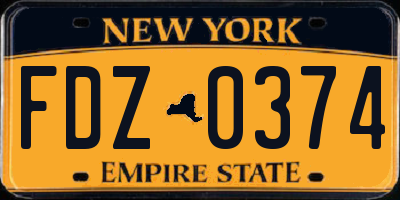 NY license plate FDZ0374