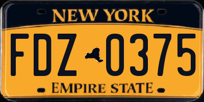 NY license plate FDZ0375