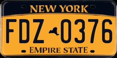 NY license plate FDZ0376