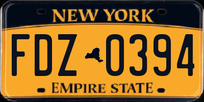 NY license plate FDZ0394