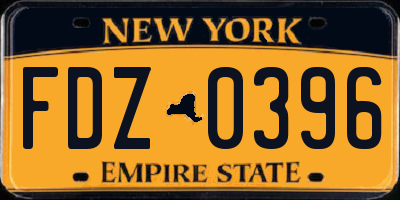 NY license plate FDZ0396