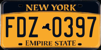 NY license plate FDZ0397