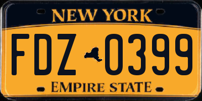 NY license plate FDZ0399