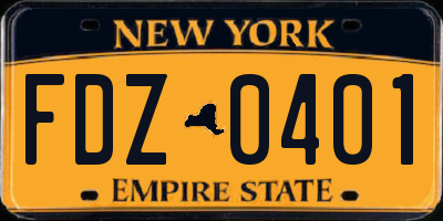 NY license plate FDZ0401