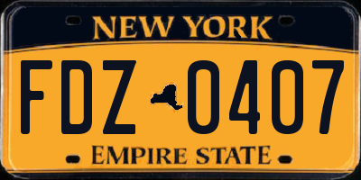 NY license plate FDZ0407