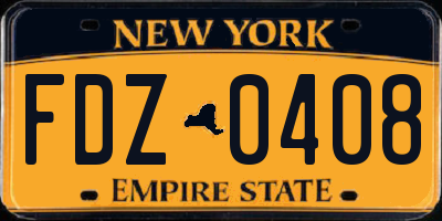 NY license plate FDZ0408