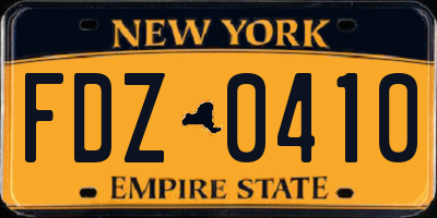NY license plate FDZ0410