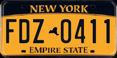 NY license plate FDZ0411