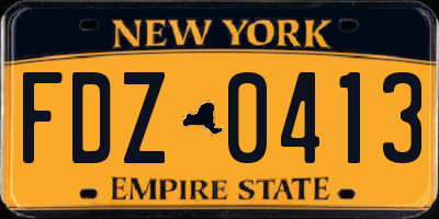 NY license plate FDZ0413