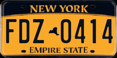 NY license plate FDZ0414