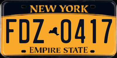 NY license plate FDZ0417