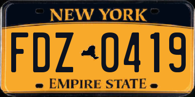 NY license plate FDZ0419