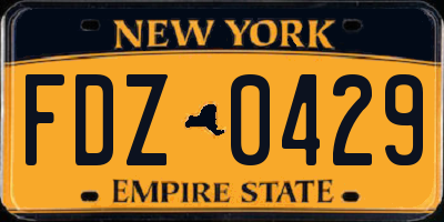 NY license plate FDZ0429