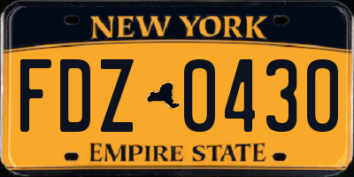 NY license plate FDZ0430