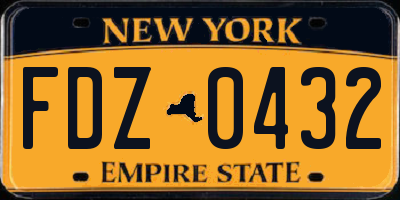 NY license plate FDZ0432