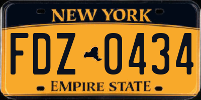NY license plate FDZ0434