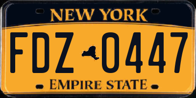 NY license plate FDZ0447