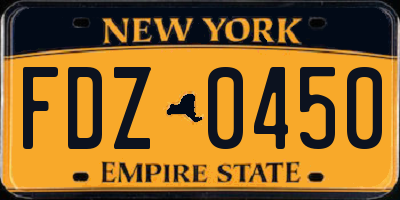 NY license plate FDZ0450