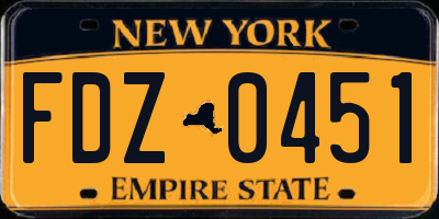 NY license plate FDZ0451