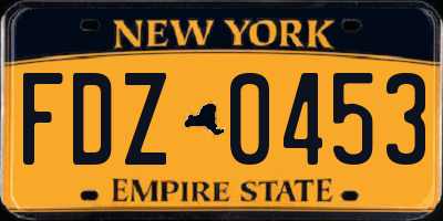NY license plate FDZ0453