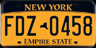 NY license plate FDZ0458
