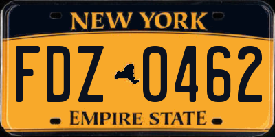 NY license plate FDZ0462