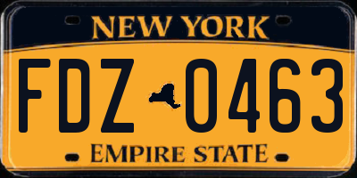 NY license plate FDZ0463