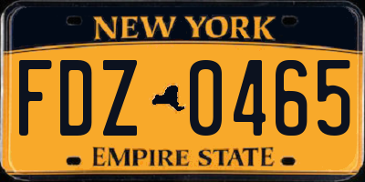 NY license plate FDZ0465