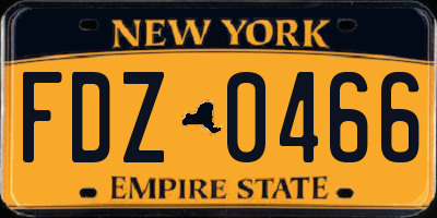 NY license plate FDZ0466