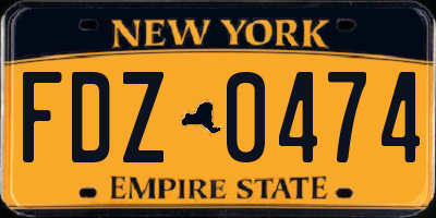 NY license plate FDZ0474
