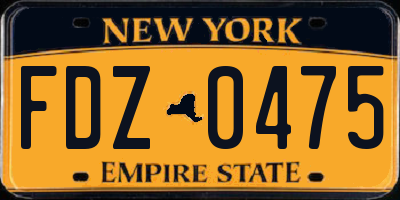 NY license plate FDZ0475