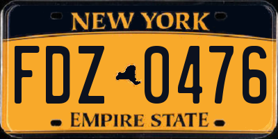 NY license plate FDZ0476