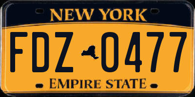 NY license plate FDZ0477