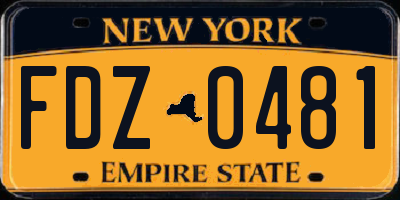 NY license plate FDZ0481