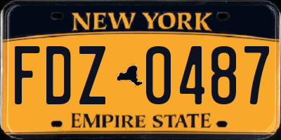 NY license plate FDZ0487