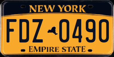 NY license plate FDZ0490