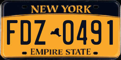 NY license plate FDZ0491