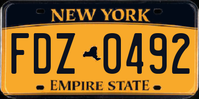 NY license plate FDZ0492