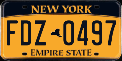 NY license plate FDZ0497