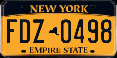 NY license plate FDZ0498