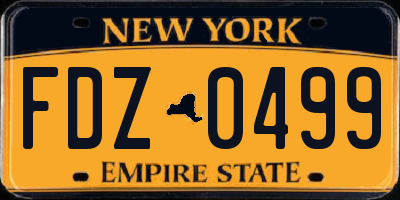 NY license plate FDZ0499