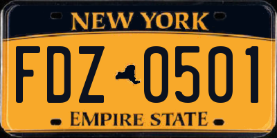 NY license plate FDZ0501