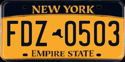 NY license plate FDZ0503