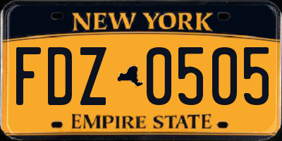 NY license plate FDZ0505