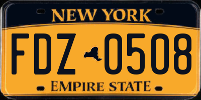 NY license plate FDZ0508